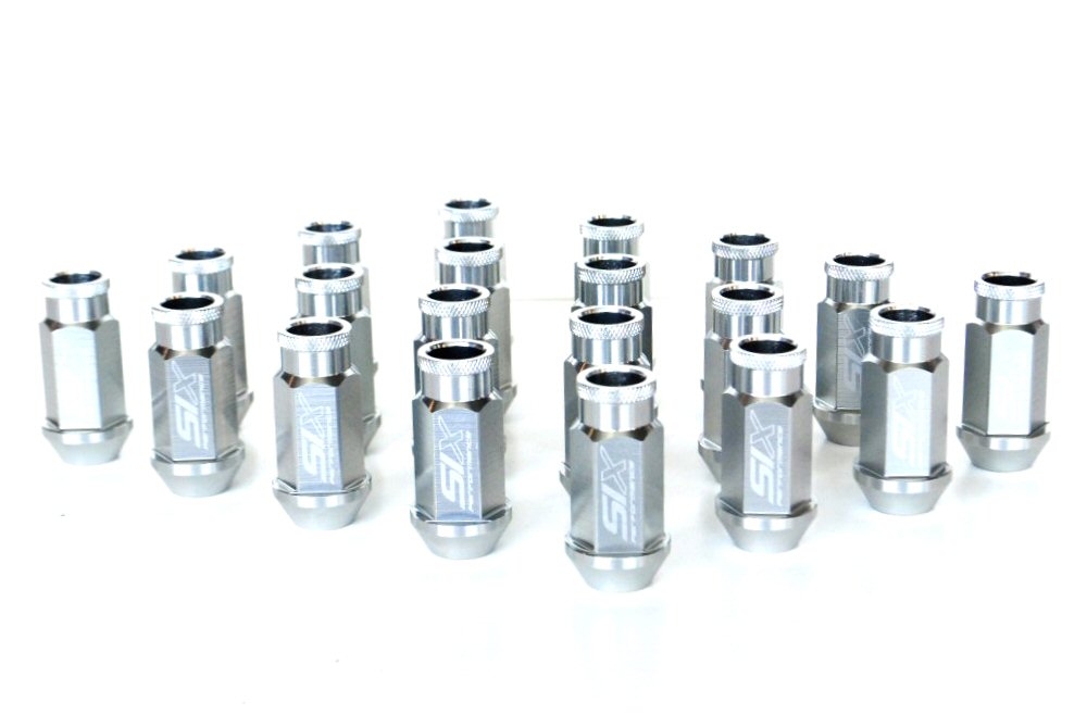 SIX LIGHTWEIGHT ALU 7075 LUG NUTS 50MM 12X1.50 SILVER V2 20X - 2