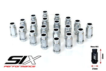 SIX LIGHTWEIGHT ALU 7075 LUG NUTS 50MM 12X1.50 SILVER V2 20X