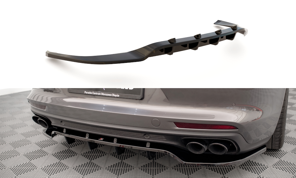 Central Rear Splitter (Vertical Bars) Porsche Panamera Turbo S E-Hybrid / Panamera E-Hybrid / Panamera 4S 971