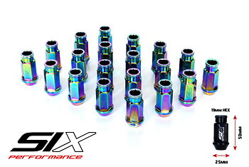 SIX LIGHTWEIGHT ALU7075 LUG NUTS 50MM 12X1.25 NEO CHROME V2