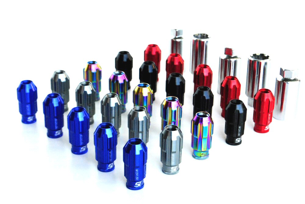 SIX LIGHTWEIGHT ALU7075 LUG NUTS 12X1.50 BLACK ANTI-THEFT V3 - 4