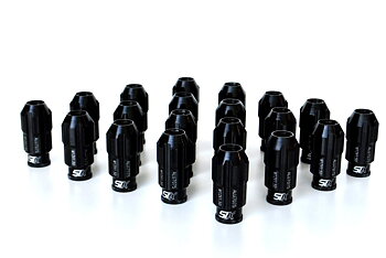 SIX LIGHTWEIGHT ALU7075 LUG NUTS 12X1.50 BLACK ANTI-THEFT V3