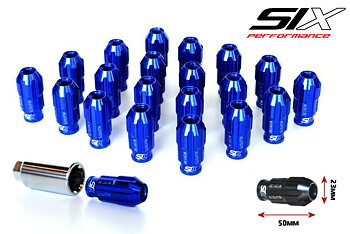 SIX LIGHTWEIGHT ALU7075 LUG NUTS 12X1.50 BLUE ANTI-THEFT V3