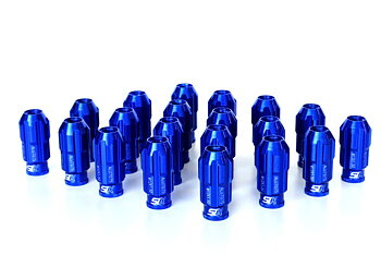 SIX LIGHTWEIGHT ALU7075 LUG NUTS 12X1.50 BLUE ANTI-THEFT V3