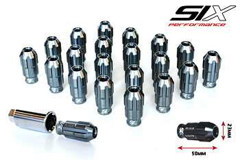 SIX LIGHTWEIGHT ALU7075 LUG NUTS 12X1.25 GUNMETAL ANTI-THEFT
