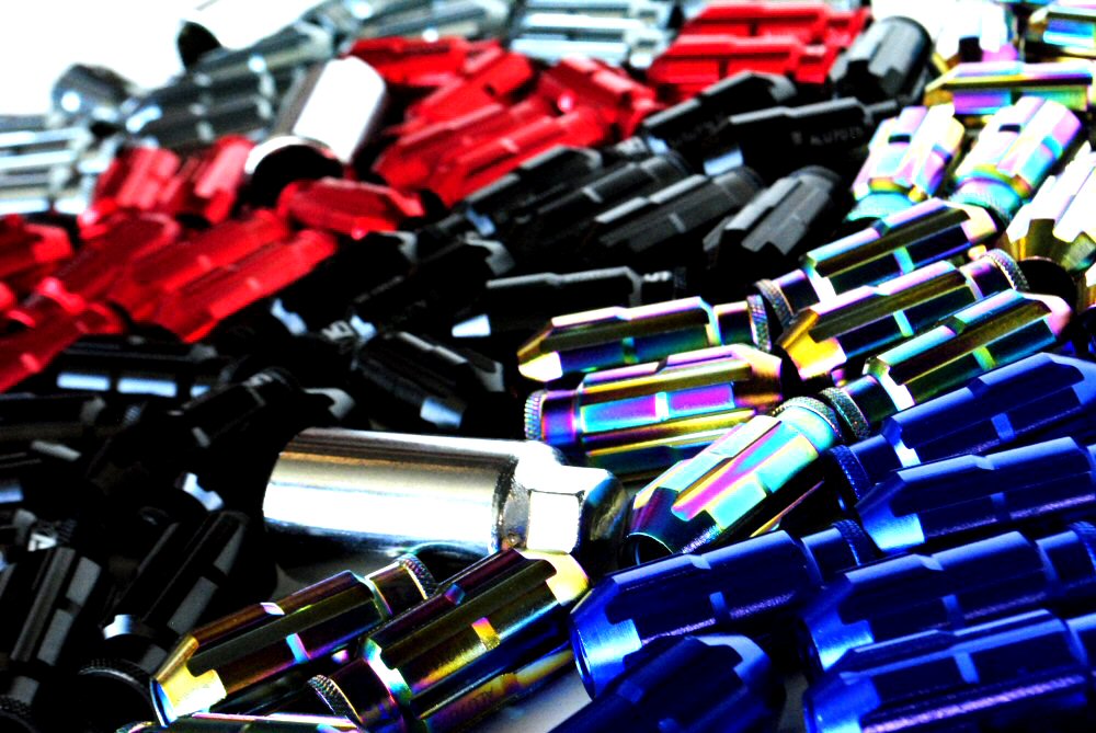 SIX LIGHTWEIGHT ALU7075 LUG NUTS 12X1.50 NEOCHROME ANTITHEFT - 3