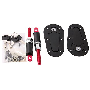 UNIVERSAL AEROCATCH HOOD PINS/FASTENERS WITH LOCK BLACK/RED