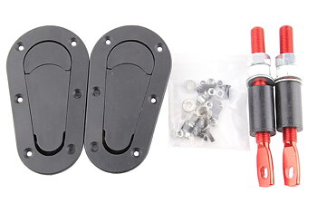 UNIVERSAL AEROCATCH HOOD PINS/FASTENERS BLACK/RED