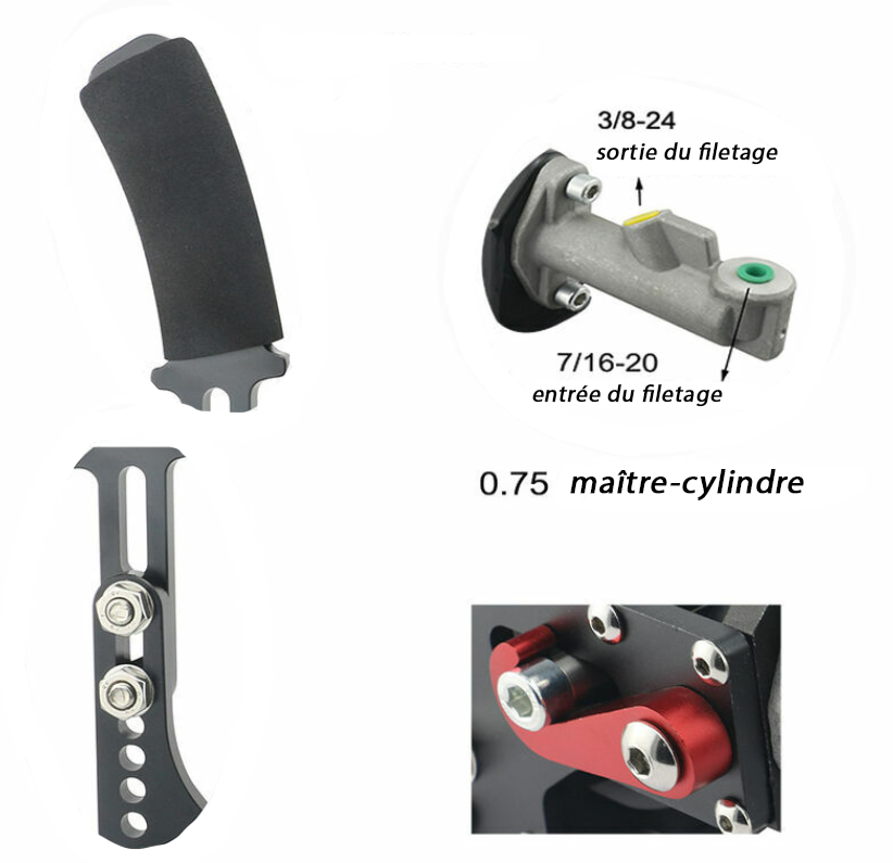 ALUMINUM ONE HYDRAULIC HANDBRAKE WITH PARKING PAWL AND 0.625 MASTER CYLINDER - 4