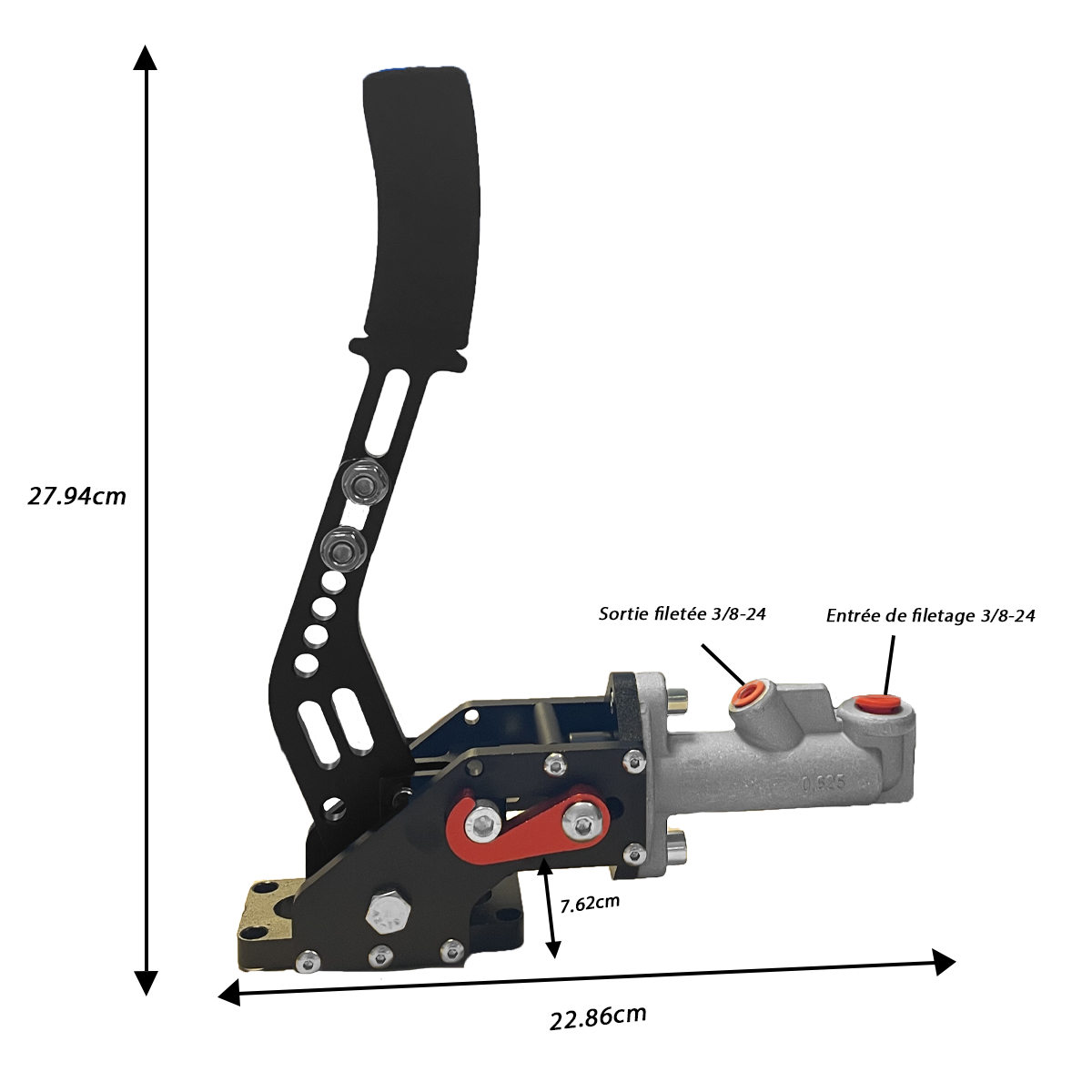 ALUMINUM ONE HYDRAULIC HANDBRAKE WITH PARKING PAWL AND 0.625 MASTER CYLINDER - 5