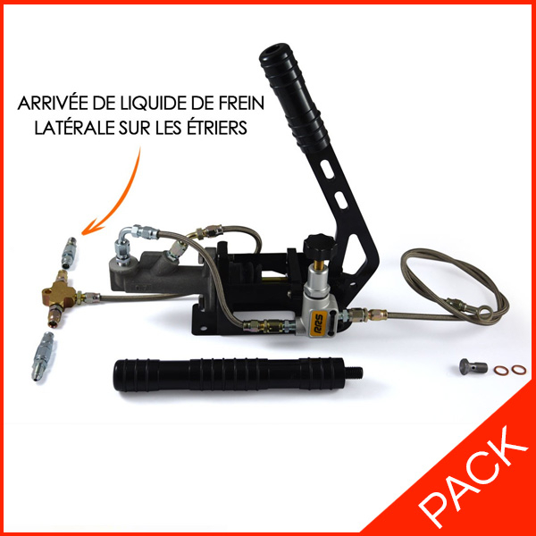 HANDBRAKE BRAKING PACK WITH LATERAL FLOW OF FLUID TO THE CALIPERS