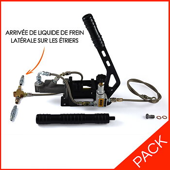 HANDBRAKE BRAKING PACK WITH LATERAL FLOW OF FLUID TO THE CALIPERS