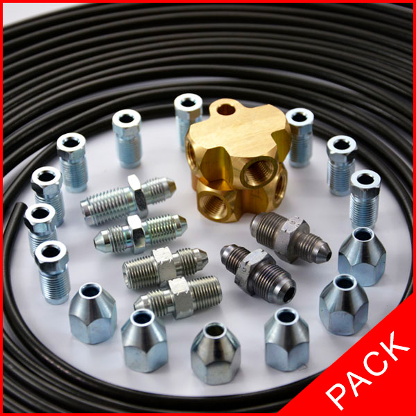 COMPLETE HANDBRAKE, FITTINGS AND STEEL BLACK PVC COVERED PIPE PACKAGE