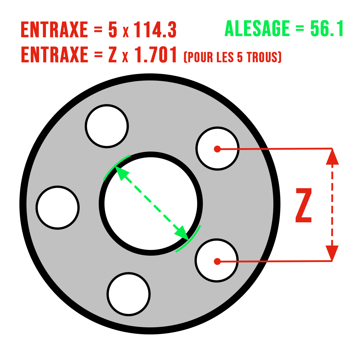 WHEEL SPACERS (X2), 5X114.3, BORE 56.1 SUBARU IMPREZA - 2