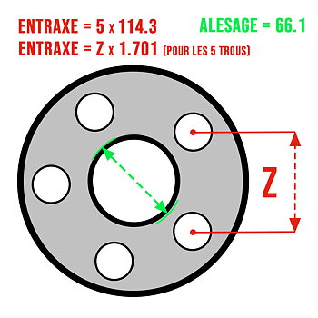 WHEEL SPACERS (X2), 5X114,3, BORE 66.1 RENAULT / ALPINE