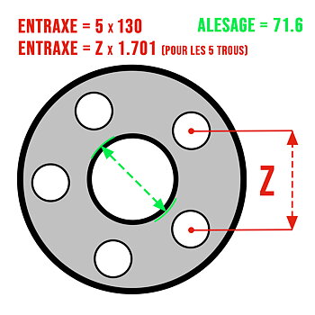 WHEEL SPACERS (X2), 5X130, BORE 71.6 PORSCHE