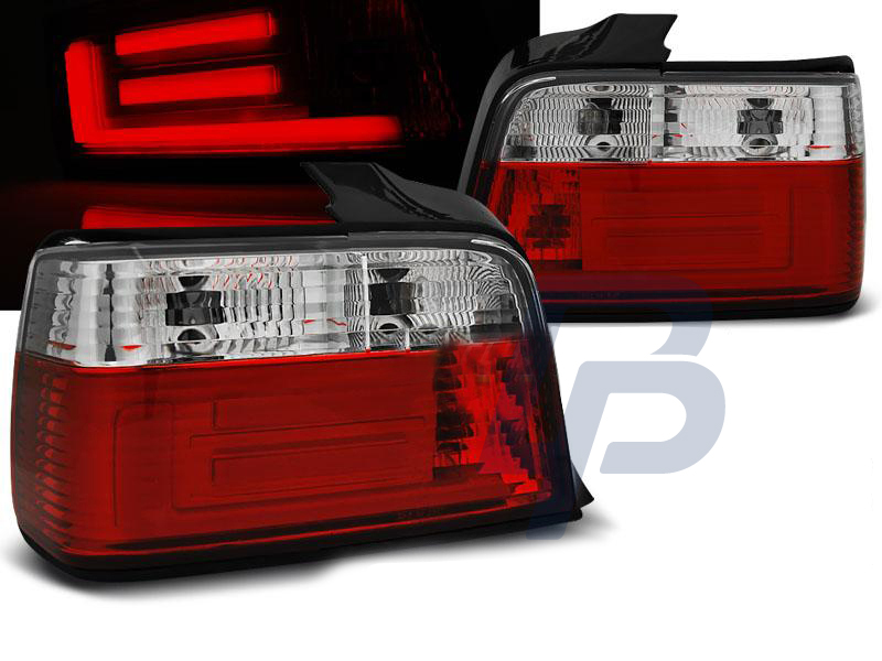 BMW E36 12.90-08.99 SEDAN RED WHITE BAR LED TAILLIGHTS - 4