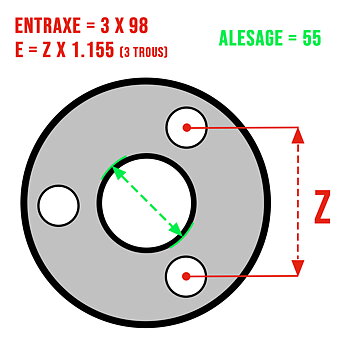 WHEEL SPACERS (X2), 3X98, BORE 55, CITROEN AX / VISA / SAXO