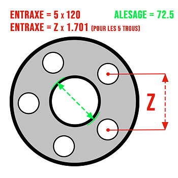 WHEEL SPACERS (X2), 5X120, BORE 72,5, BMW