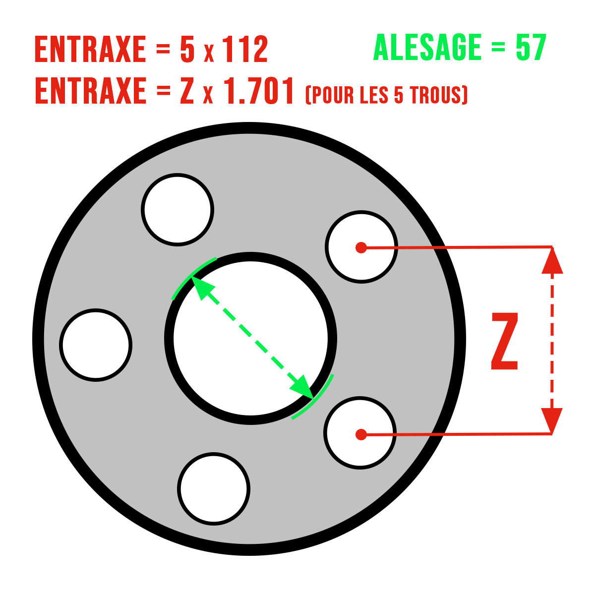 WHEEL SPACERS (X2), 5X112, BORE 57, VW, AUDI, SEAT, SKODA - 2