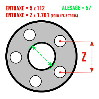 WHEEL SPACERS (X2), 5X112, BORE 57, VW, AUDI, SEAT, SKODA