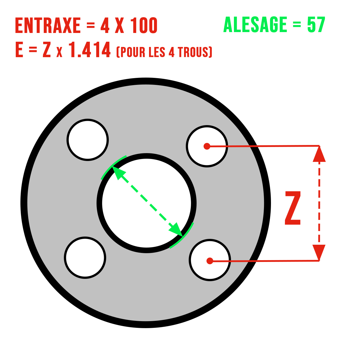 WHEEL SPACER (X2), 4X100, VAG (BORE 57), BMW (BORE 57), MINI (BORE 56), HONDA (BORE 56), LOTUS (BORE 56,5) - 3
