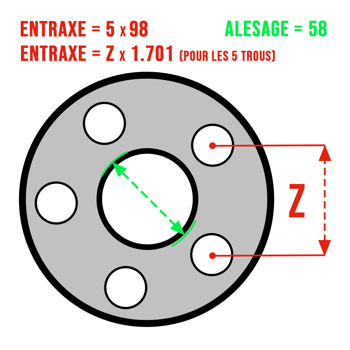 WHEEL SPACERS (X2), 5X98, BORE 58, ALFA ROMEO - 2