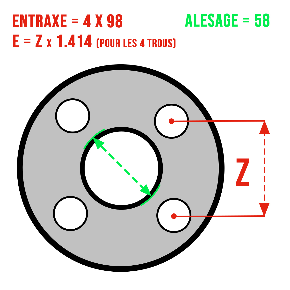 WHEEL SPACERS (X2), 4X98, BORE 58, ALFA / FIAT - 2