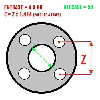 WHEEL SPACERS (X2), 4X98, BORE 58, ALFA / FIAT