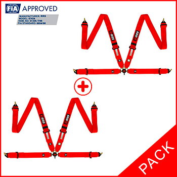 PACK 2 FIA RRS EVO 4-2.5KG 4 POINTS RED HARNESSES