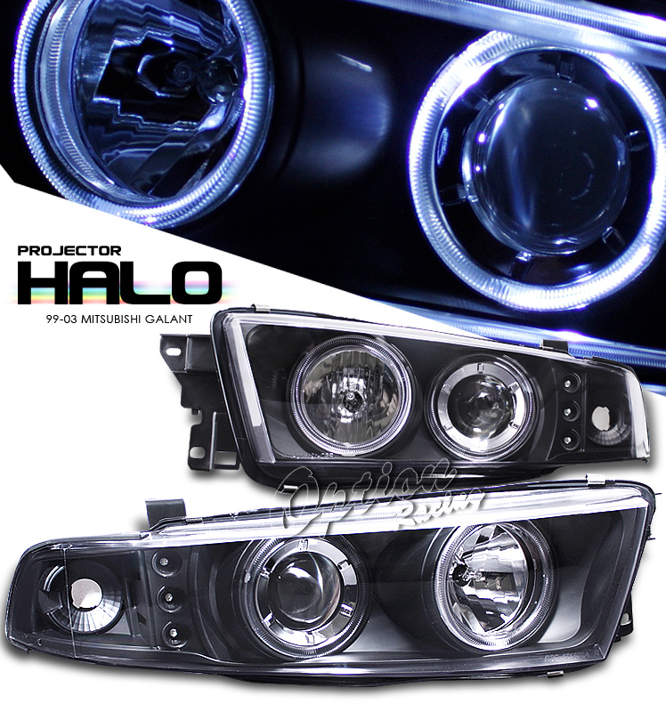 MITSUBISHI GALANT 97-04 ANGELEYE PROJECTOR HEADLIGHTS BLACK