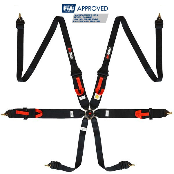 RRS FIA 3" 2" R6 HANS® 2.8KG BLACK HARNESS - 2