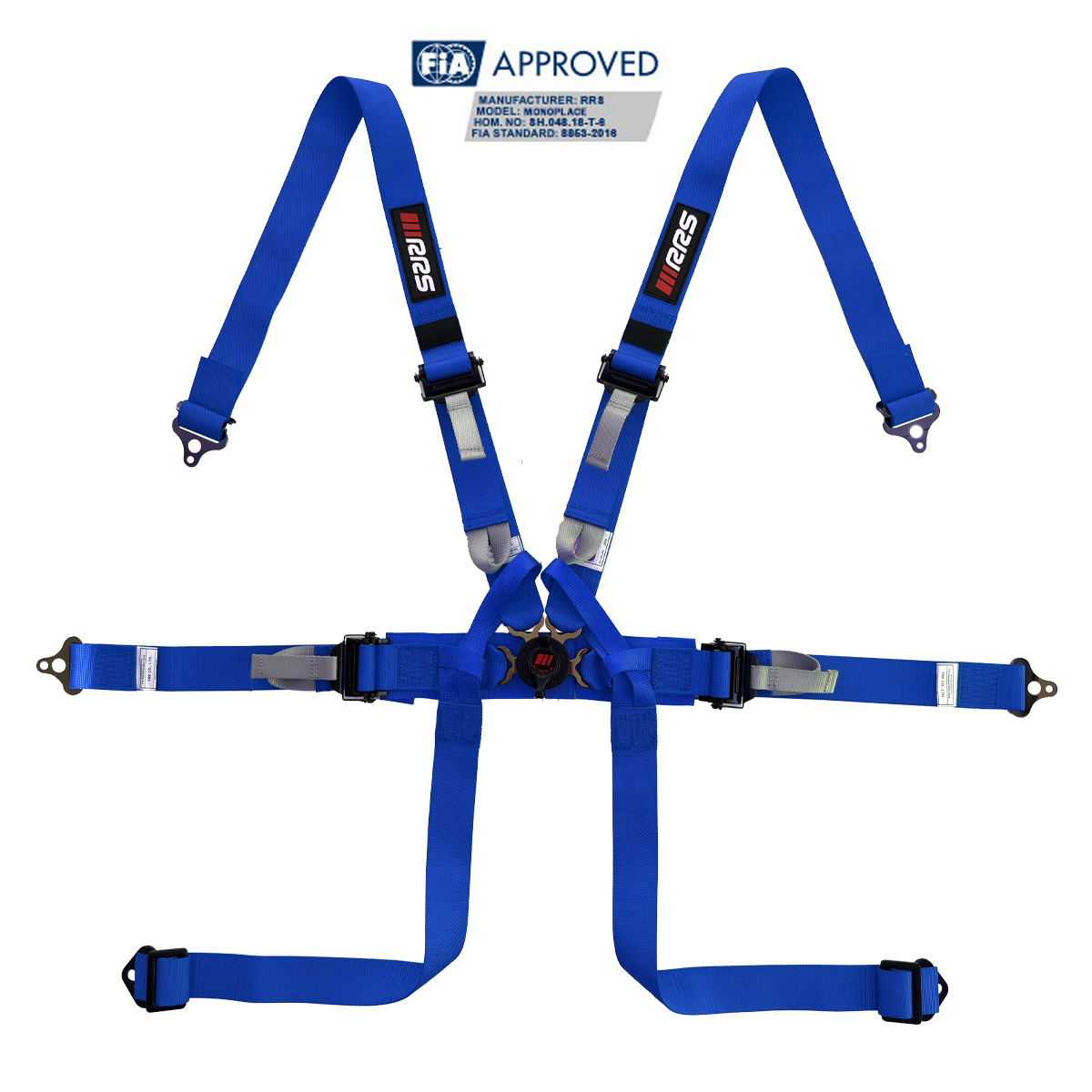 FIA RRS SINGLE-SEATER 2" HANS HARNESS - BLUE - 2