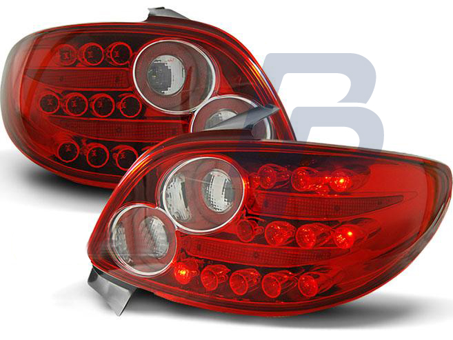 PEUGEOT 206 10.98- BLACK LED TAILLIGHTS - 2