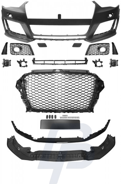 AUDI A3 12-16 RS3 STYLE BLANK SVART STÖTFÅNGARE - 5