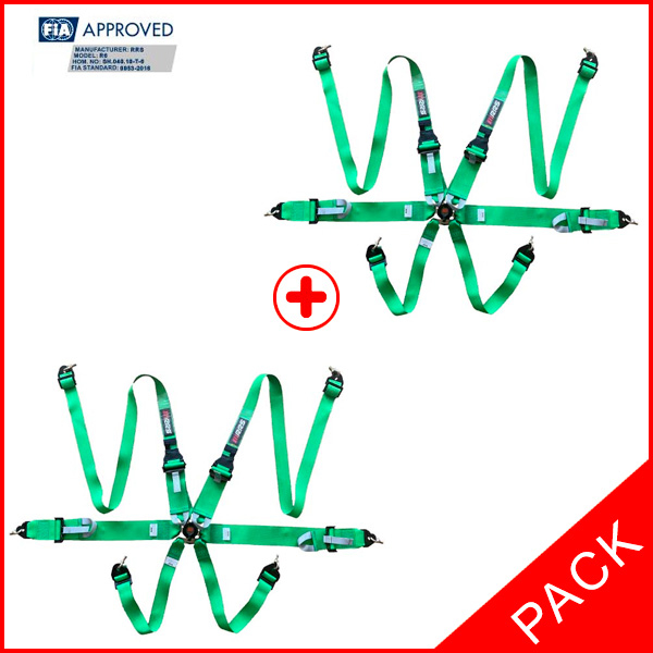 PACK 2 FIA RRS R6 HANS® 2.8 KG - GREEN HARNESSES - 2