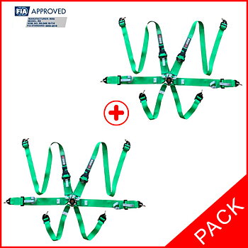 PACK 2 FIA RRS R6 HANS® 2.8 KG - GREEN HARNESSES