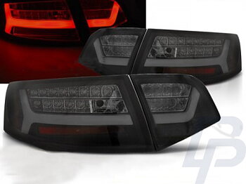 LED TAILLIGHTS AUDI A6 08-11 SEDAN BLACK SMOKE LED BAR SEQ