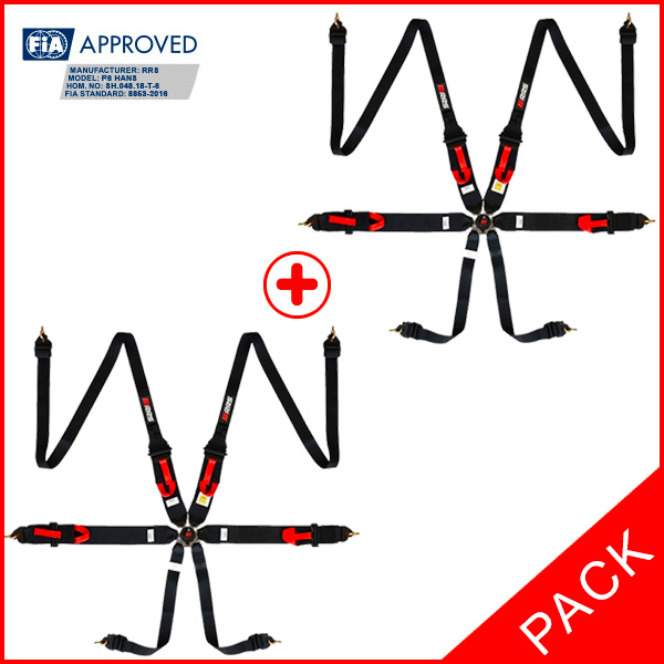 PACK 2 FIA RRS R6 HANS® 2.8 KG HARNESSES - BLACK - 2