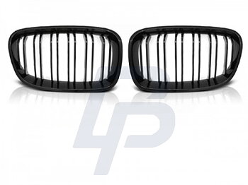 GRILLS BMW F20 F21 11-12.14 GLOSSY BLACK DOUBLE BAR M-LOOK