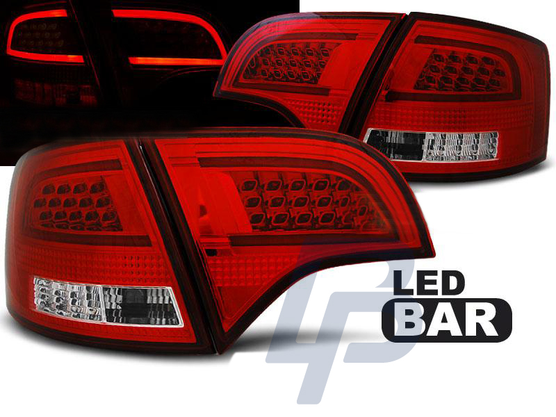 AUDI A4 B7 11.04-03.08 AVANT RED WHITE LED TAILLIGHTS BAR - 4