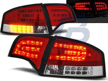 AUDI A4 B7 11.04-03.08 SEDAN RED WHITE LED TAILLIGHTS