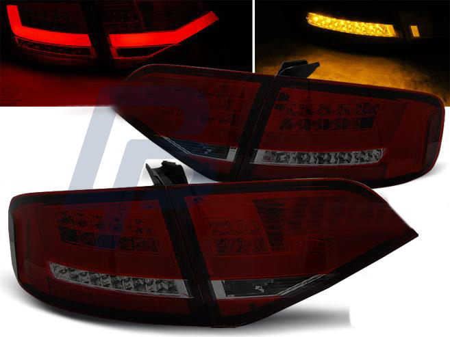 AUDI A4 B8 08-11 SEDAN RED SMOKE LED TAILLIGHTS - 2