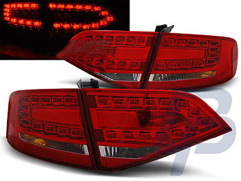 AUDI A4 B8 08-11 SEDAN RED WHITE LED TAILLIGHTS