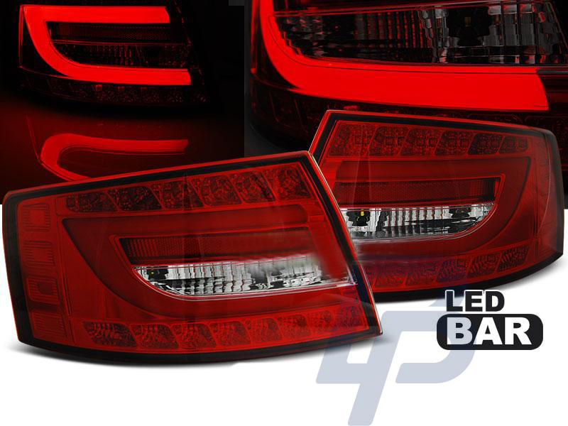 AUDI A6 C6 SEDAN 04.04-08 RED WHITE LED TAILLIGHTS 6PIN - 7