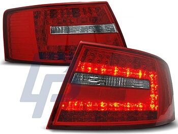 AUDI A6 C6 SEDAN 04.04-08 RED WHITE LED TAILLIGHTS