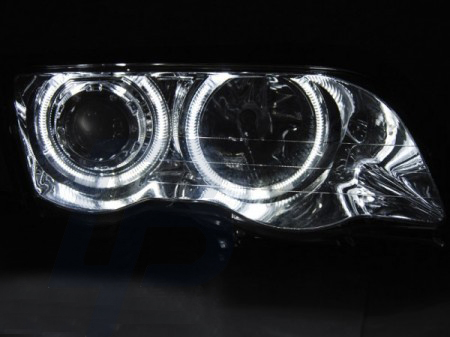 HEADLIGHTS BMW E46 05.98-08.01 S/T ANGEL EYES LED CHROME - 2