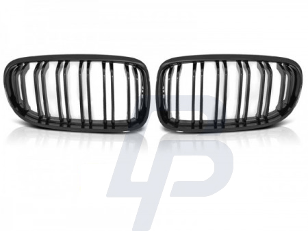 GRILLS BMW E90 / E91 LCI 09- GLOSSY BLACK DOUBLE BAR M-LOOK - 2