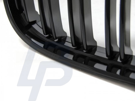 GRILLS BMW E90 / E91 LCI 09- GLOSSY BLACK DOUBLE BAR M-LOOK - 4