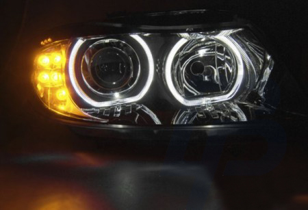 HEADLIGHTS BMW E90/E91 03.05-11 LED ANGEL EYES BLACK LED INDICATOR - 3